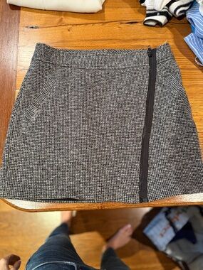 Theory Black and White Houndstooth Mini Skirt with Side Zip